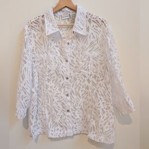 White Stag Sheer Burnout Button Down Shirt White Size XL 16/18